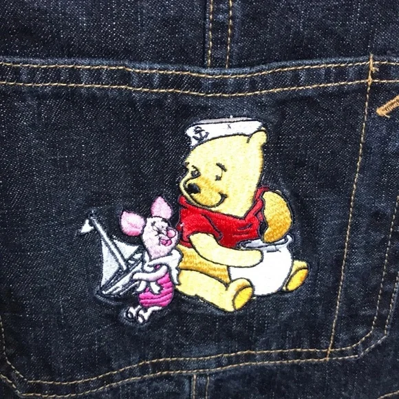 Disney Pooh Bear Piglet Denim Overalls Embroidered - Picture 4 of 9